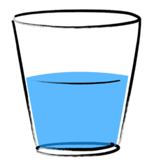 drawing of a glass half full of water